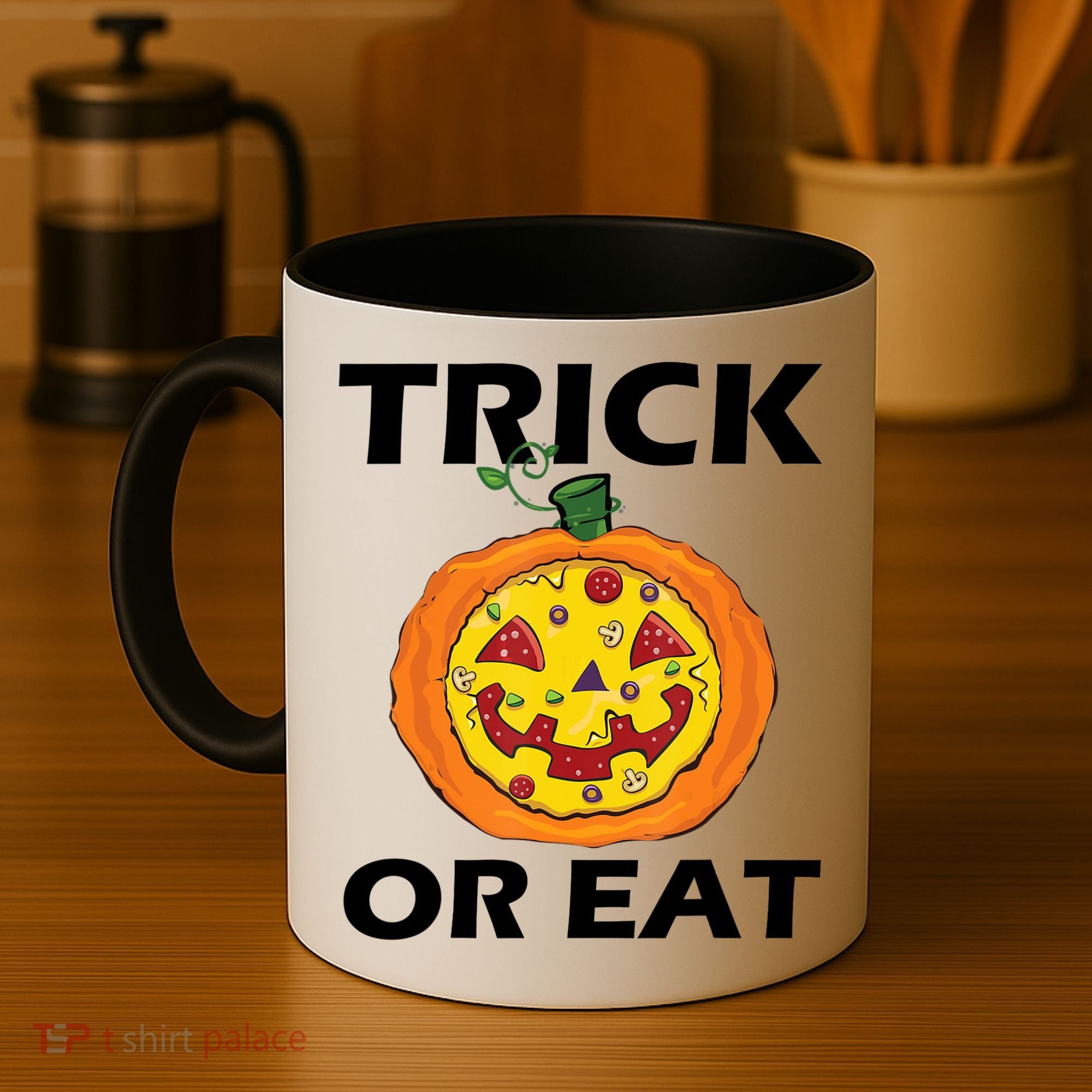 Funny Trick Or Eat Costume Pizza Face Halloween Gift Coffee Mug