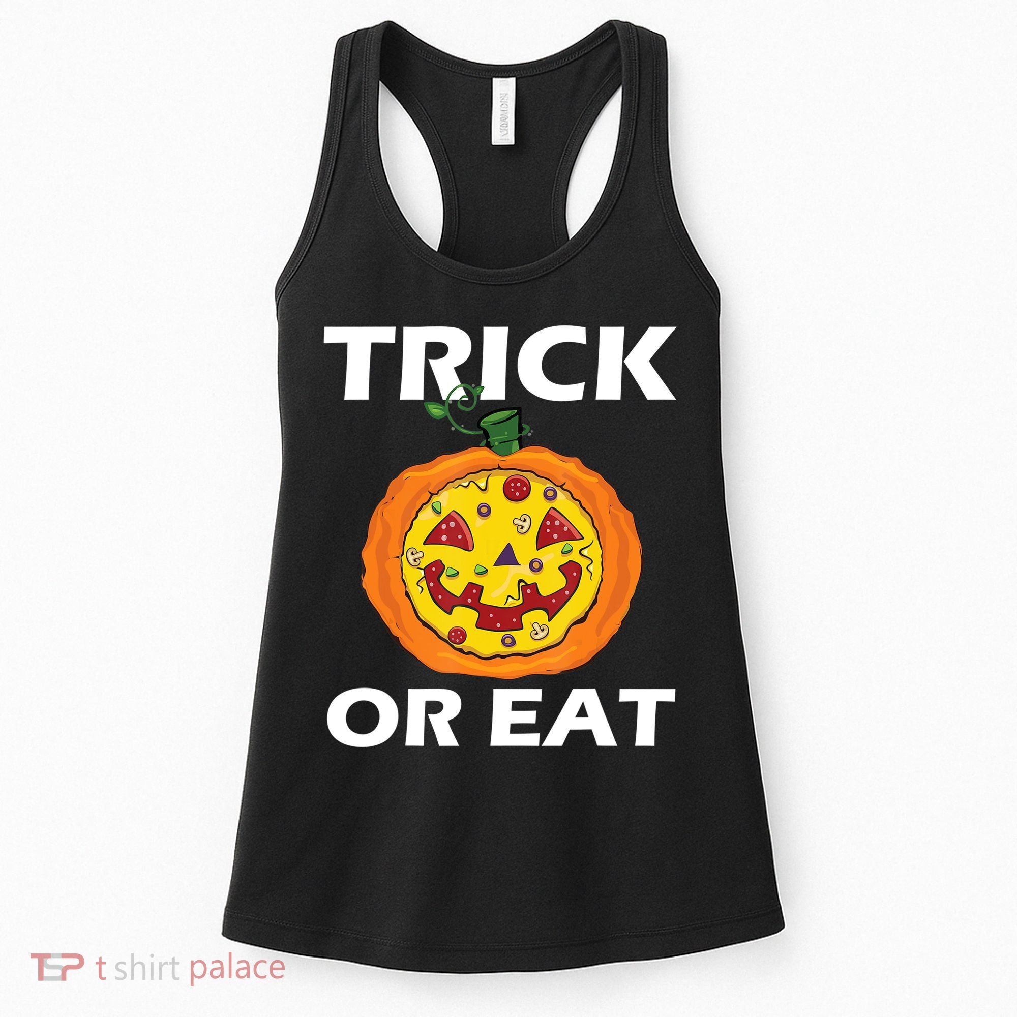 Funny Trick Or Eat Costume Pizza Face Halloween Gift Women's Tank Top
