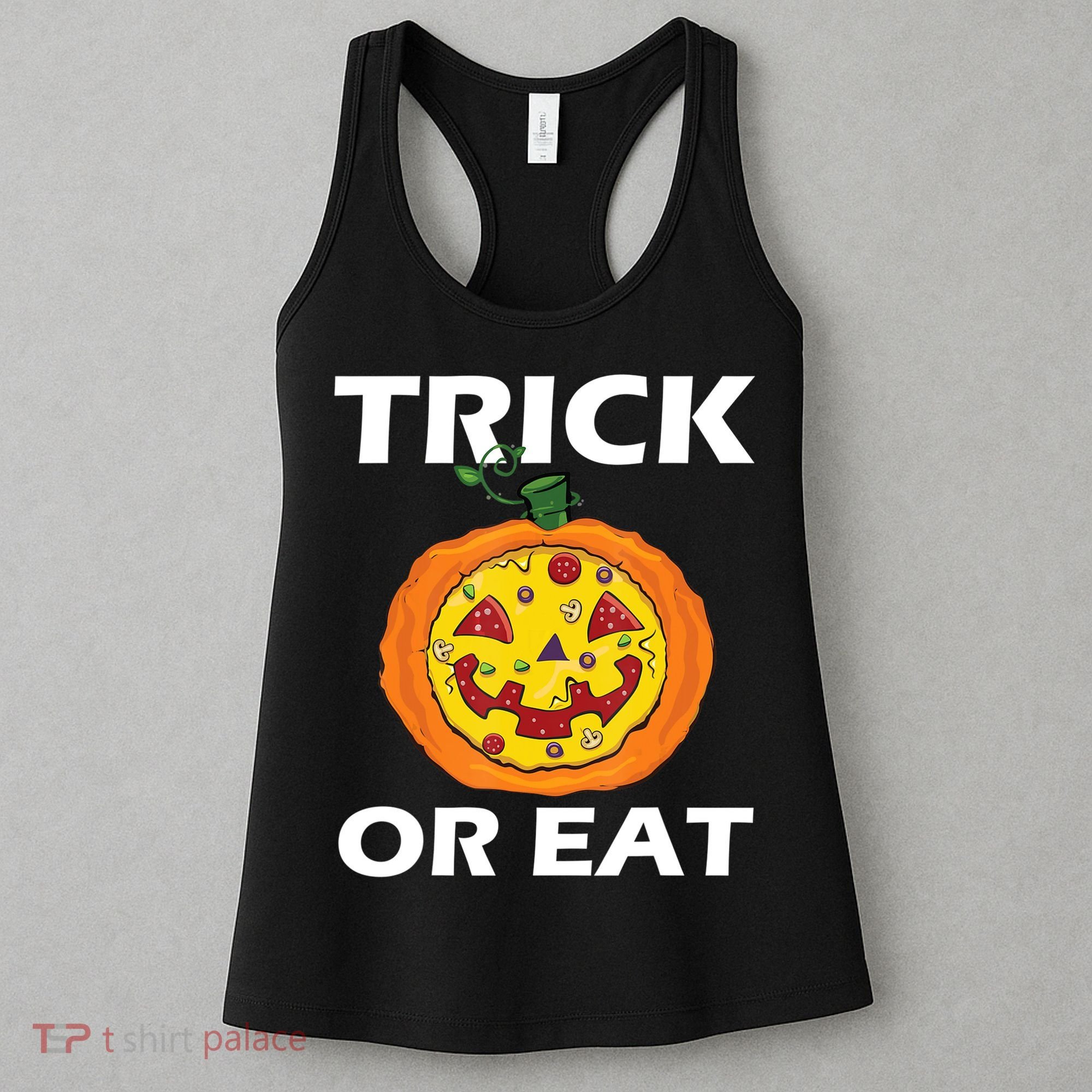 Funny Trick Or Eat Costume Pizza Face Halloween Gift Women's Tank Top