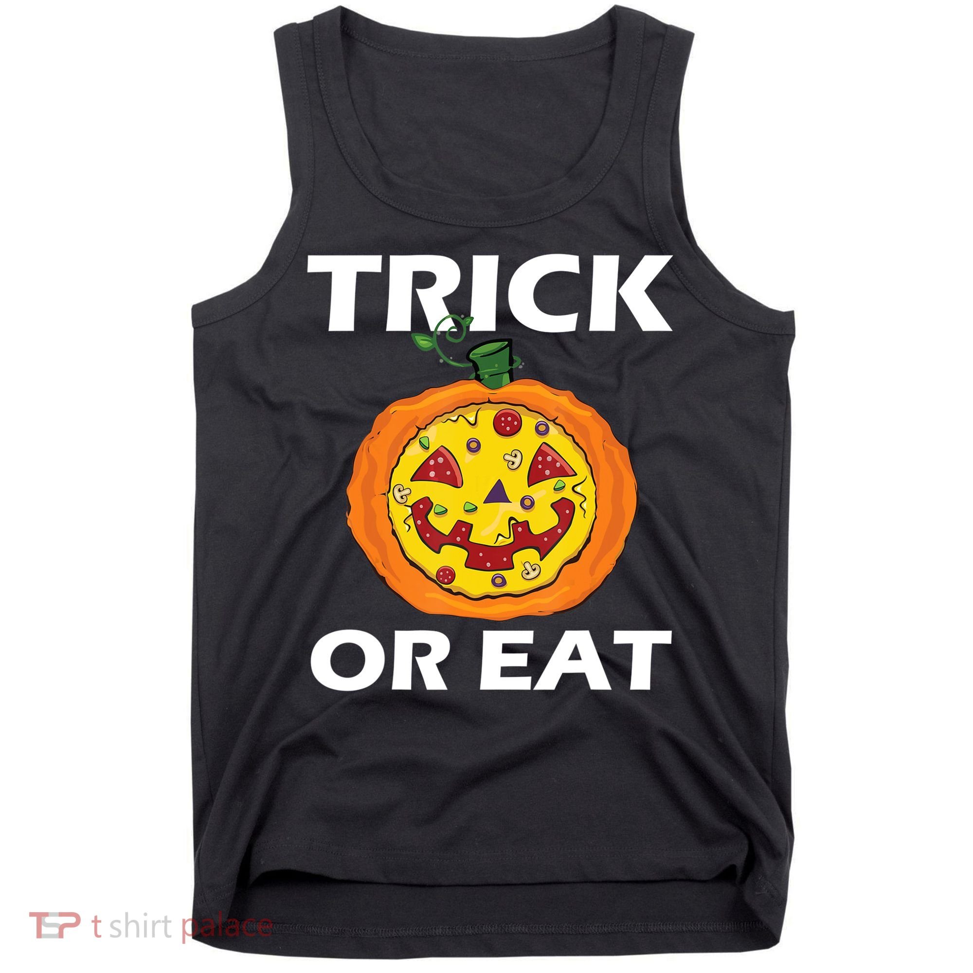 Funny Trick Or Eat Costume Pizza Face Halloween Gift Tank Top