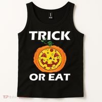 Funny Trick Or Eat Costume Pizza Face Halloween Gift Tank Top thumb 2