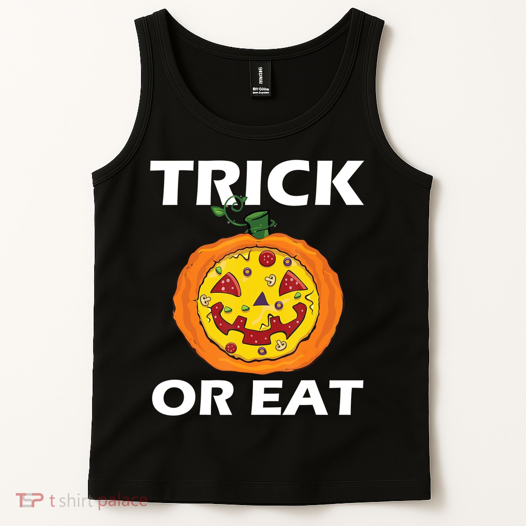 Funny Trick Or Eat Costume Pizza Face Halloween Gift Tank Top