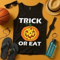 Funny Trick Or Eat Costume Pizza Face Halloween Gift Tank Top thumb 4
