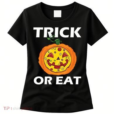 Funny Trick Or Eat Costume Pizza Face Halloween Gift Women's T-Shirt