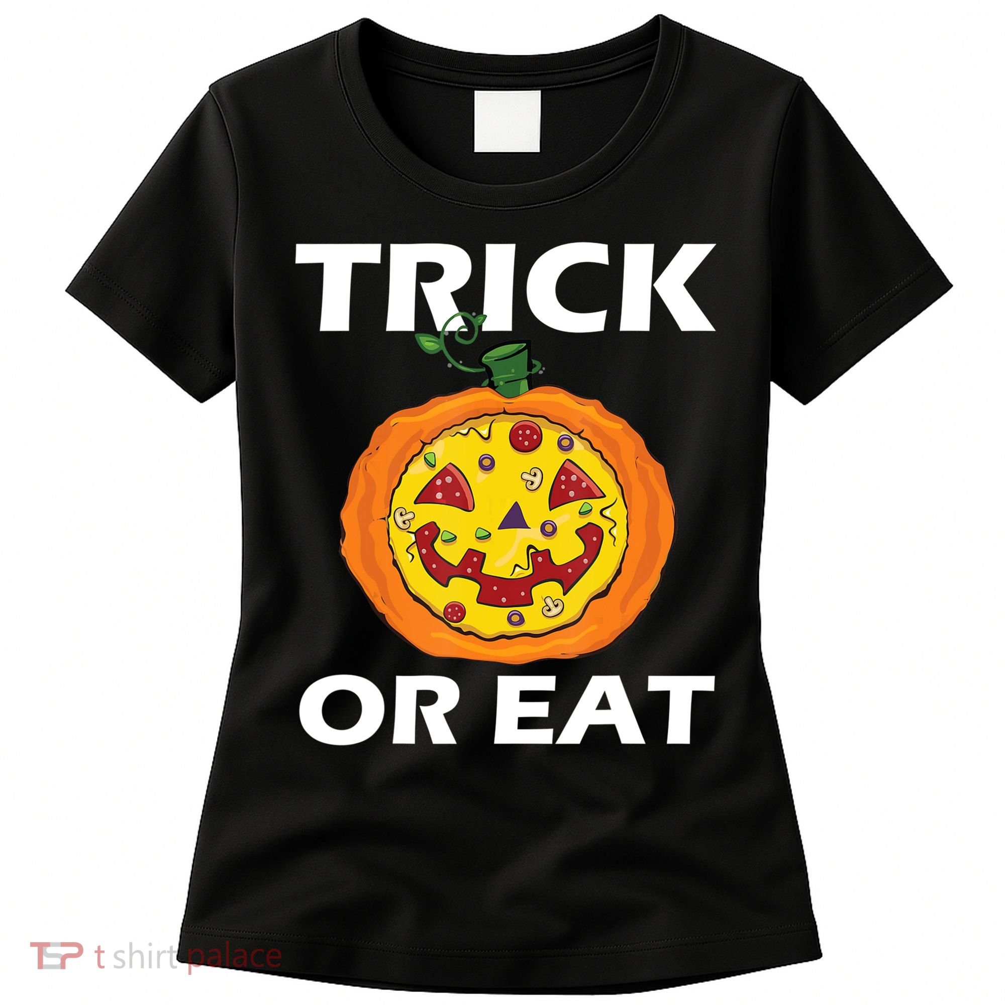 Funny Trick Or Eat Costume Pizza Face Halloween Gift Women's T-Shirt