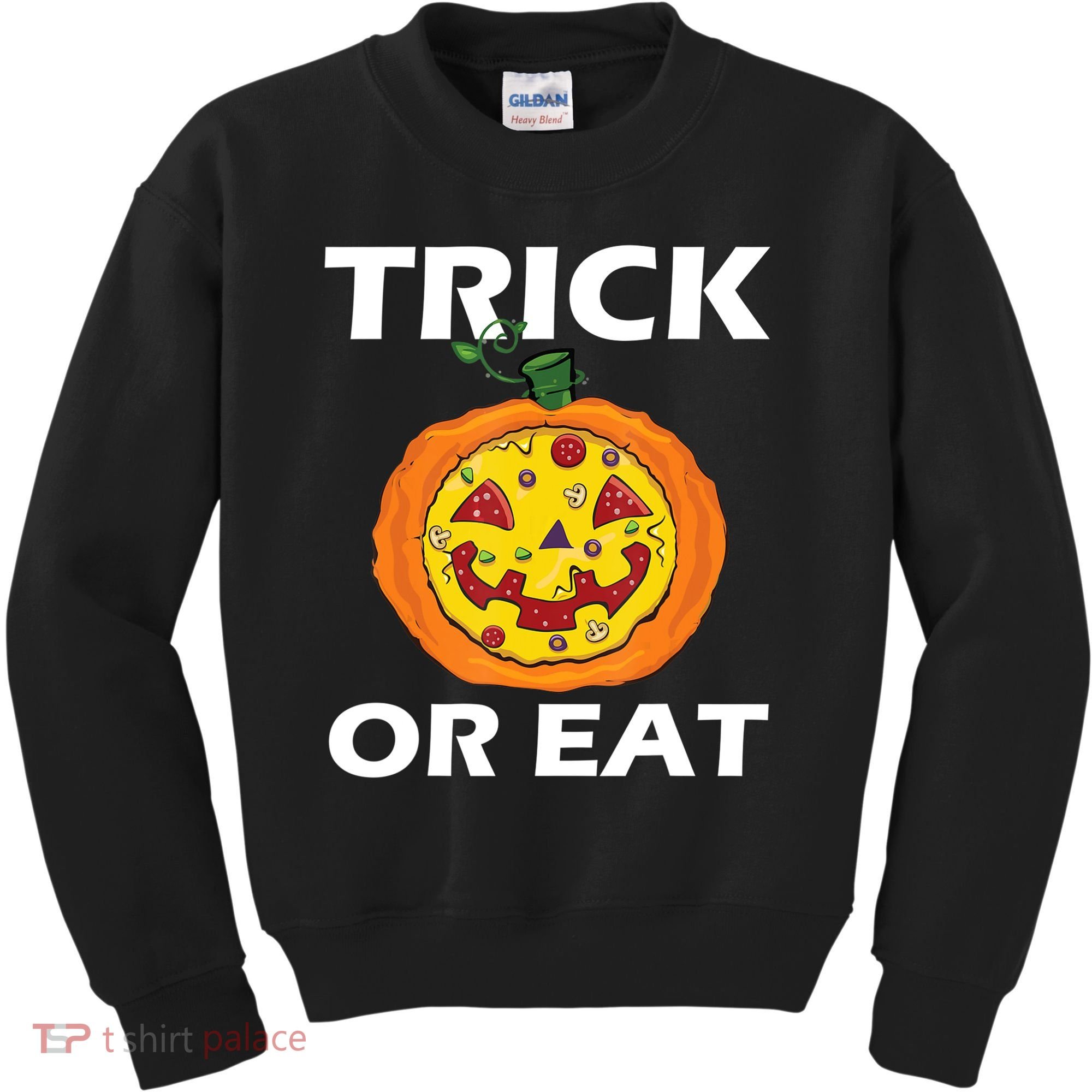 Funny Trick Or Eat Costume Pizza Face Halloween Gift Kids Sweatshirt