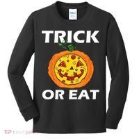 Funny Trick Or Eat Costume Pizza Face Halloween Gift Kids Long Sleeve Shirt thumb 0