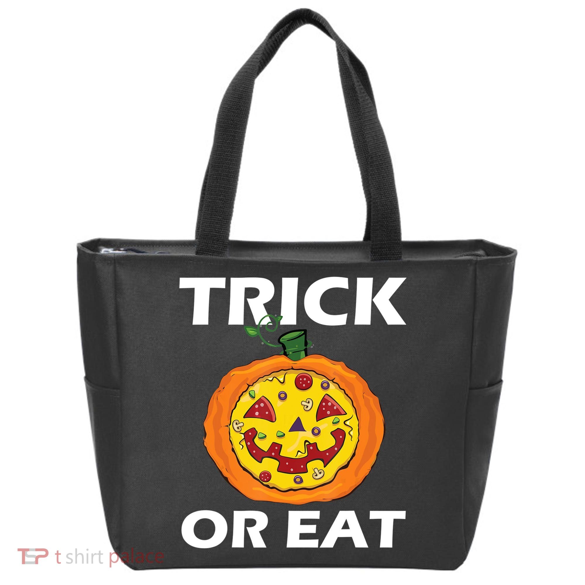Funny Trick Or Eat Costume Pizza Face Halloween Gift Tote Bag
