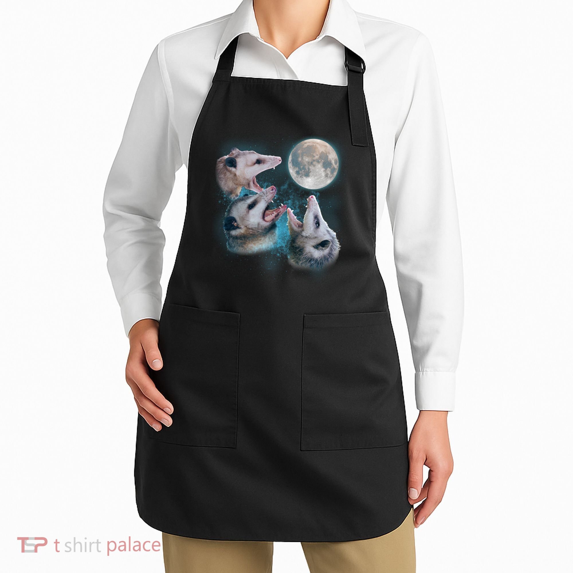 Funny Three Opossum Moon Apron