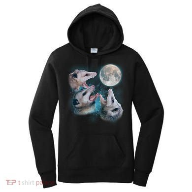 Funny Three Opossum Moon Women's Hoodie