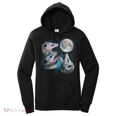 Funny Three Opossum Moon Women's Hoodie