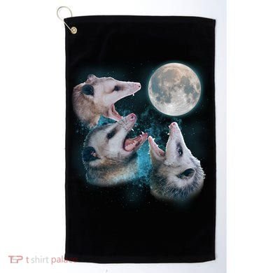 Funny Three Opossum Moon Golf Towel