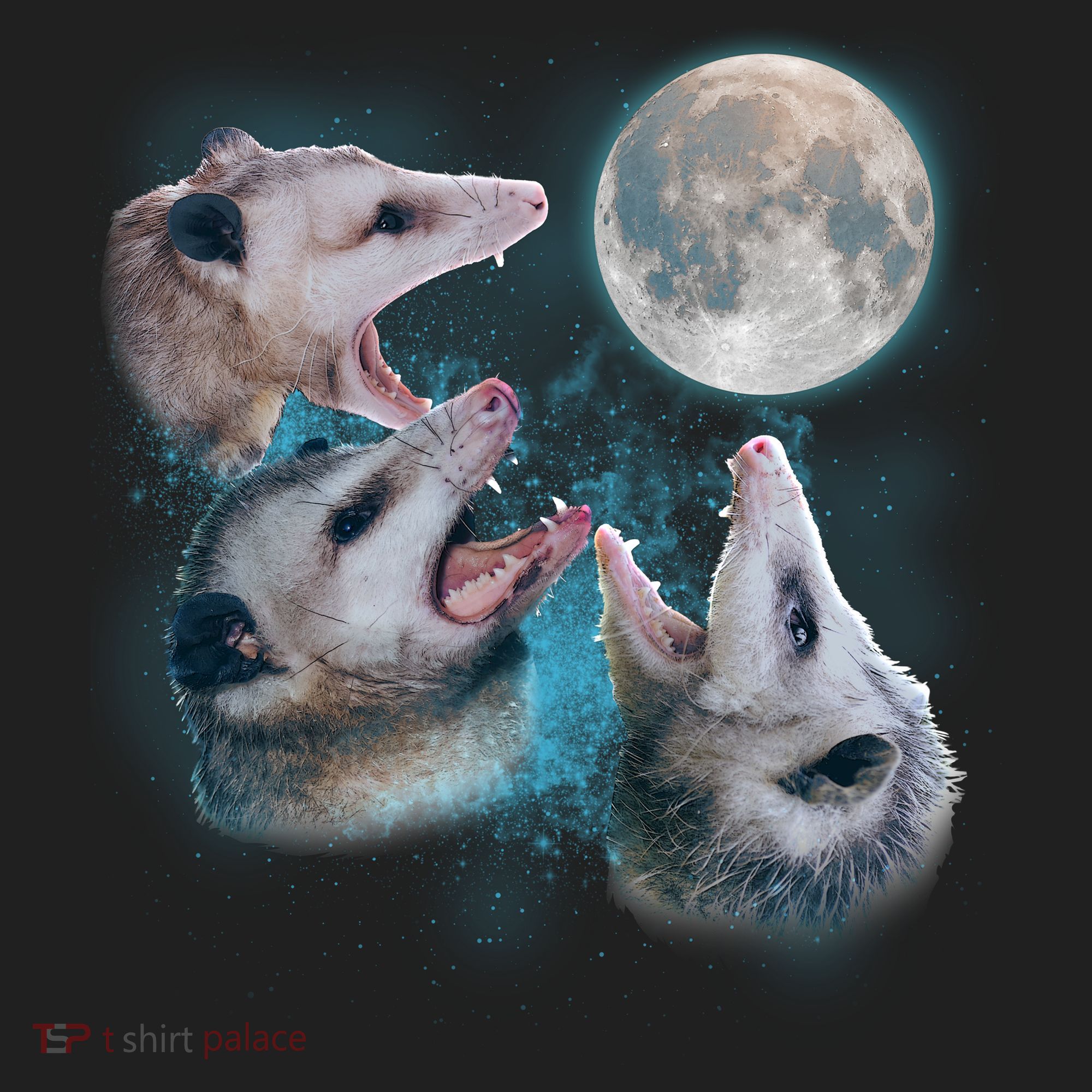 Funny Three Opossum Moon Golf Towel