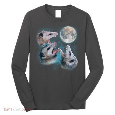 Funny Three Opossum Moon Long Sleeve Shirt