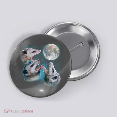 Funny Three Opossum Moon Button