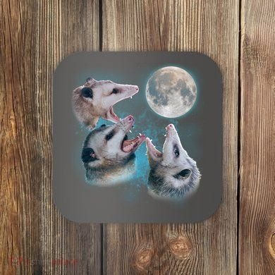 Funny Three Opossum Moon Coaster