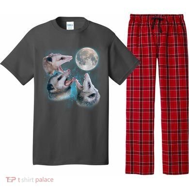 Funny Three Opossum Moon Pajama Set