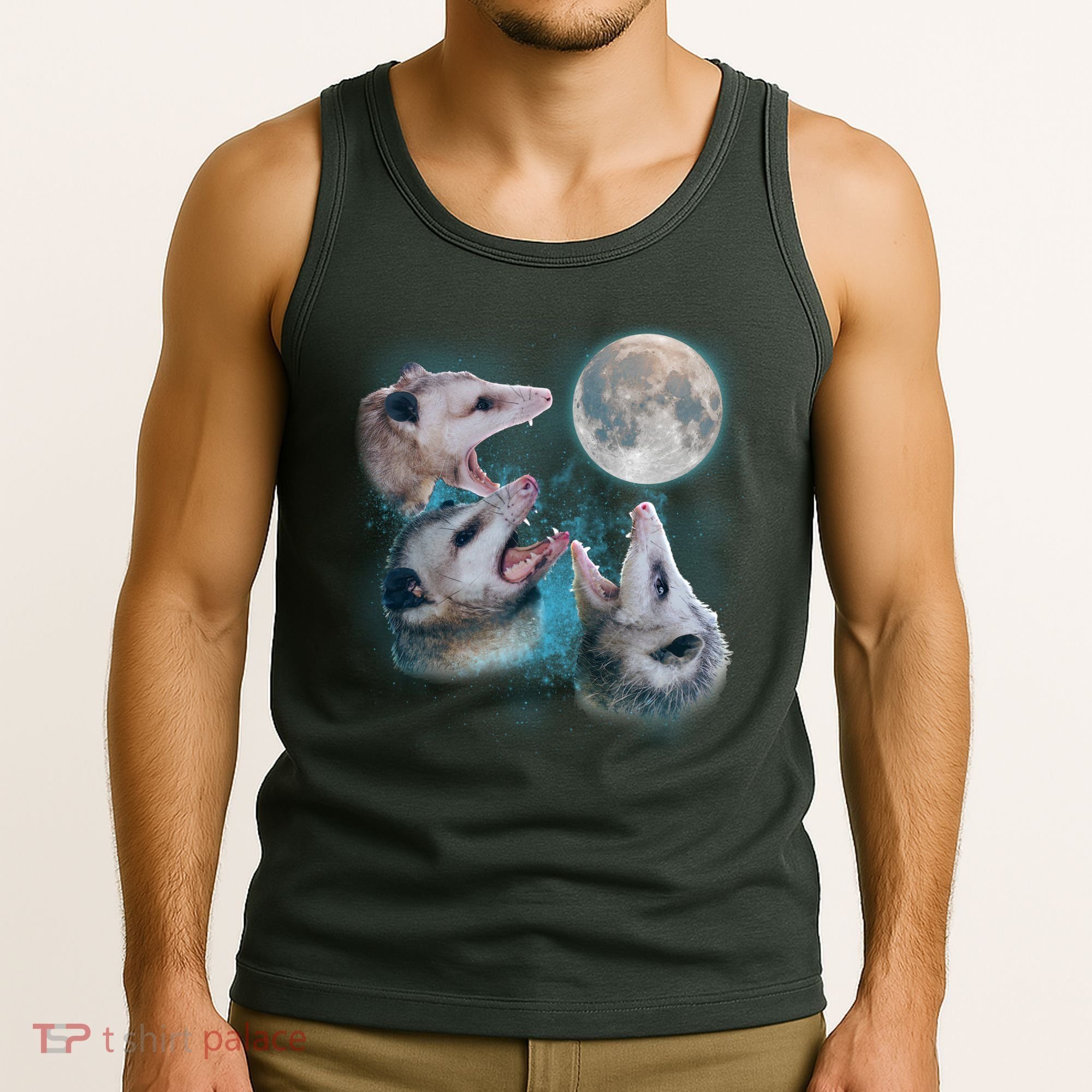 Funny Three Opossum Moon Tank Top