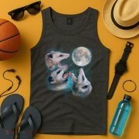 Funny Three Opossum Moon Tank Top thumb 4