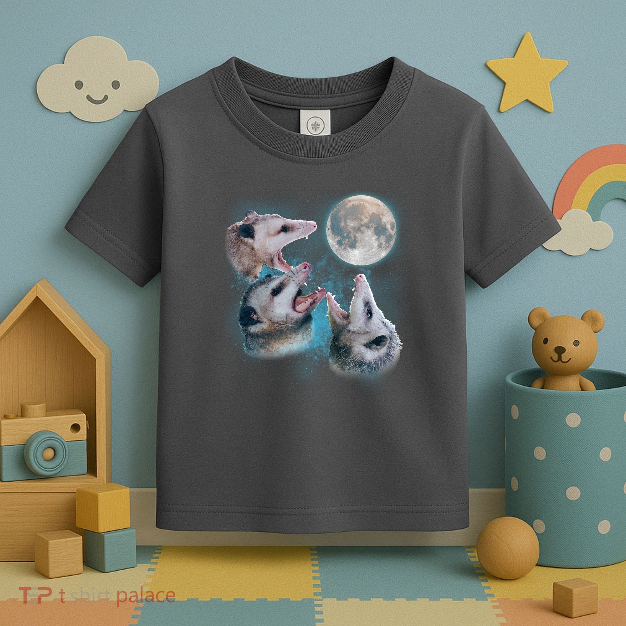 Funny Three Opossum Moon Toddler T-Shirt