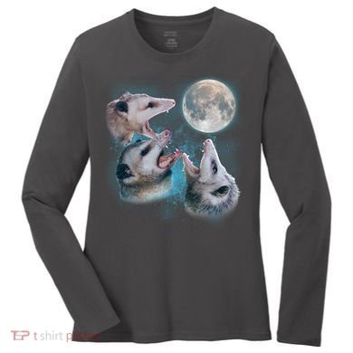 Funny Three Opossum Moon Women's Long Sleeve Shirt
