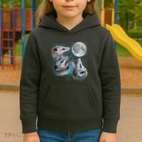 Funny Three Opossum Moon Kids Hoodie thumb 3