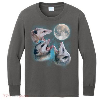 Funny Three Opossum Moon Kids Long Sleeve Shirt