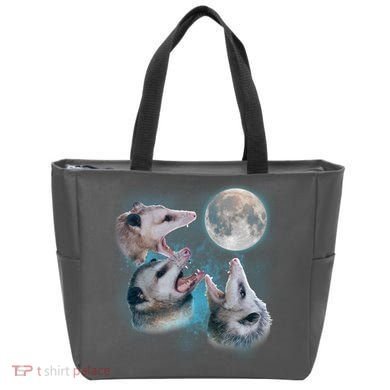 Funny Three Opossum Moon Tote Bag