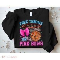Free Throws or Pink Bows Pregnancy Pink or Blue Basketball Sweatshirt thumb 2