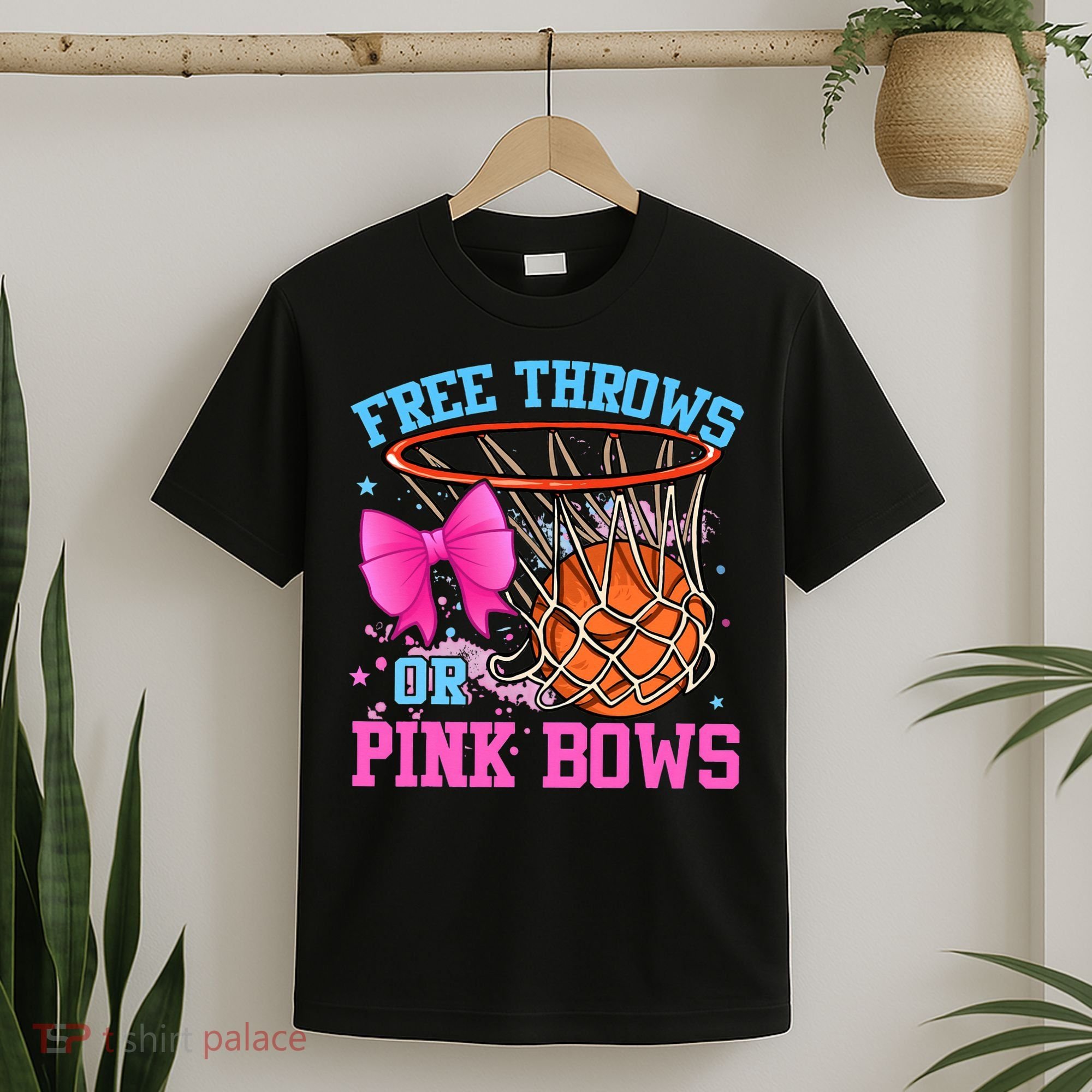 Free Throws or Pink Bows Pregnancy Pink or Blue Basketball T-Shirt