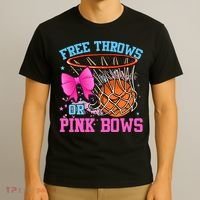 Free Throws or Pink Bows Pregnancy Pink or Blue Basketball T-Shirt thumb 3