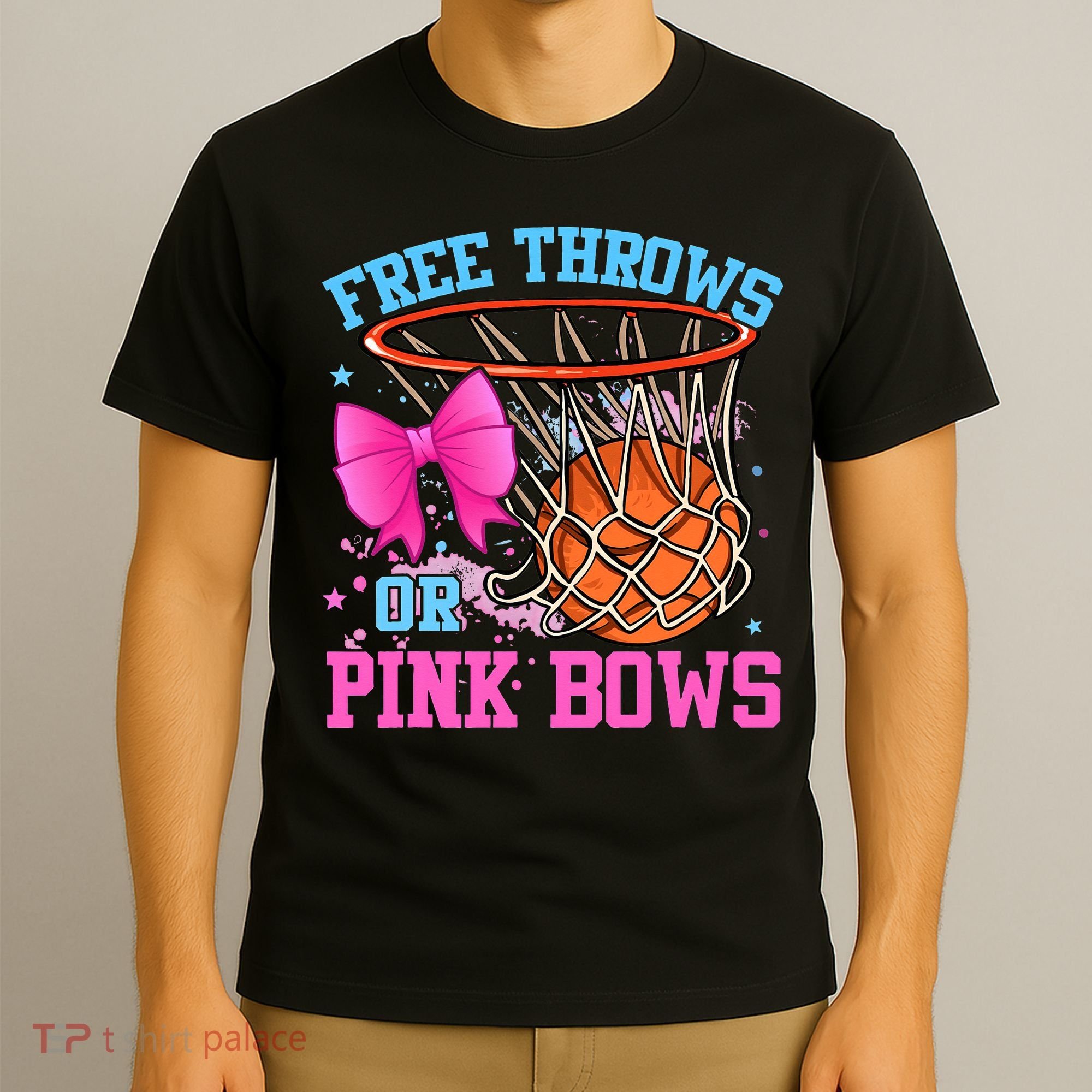 Free Throws or Pink Bows Pregnancy Pink or Blue Basketball T-Shirt