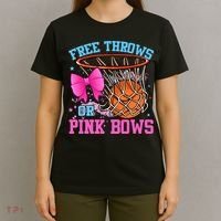 Free Throws or Pink Bows Pregnancy Pink or Blue Basketball T-Shirt thumb 4