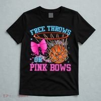 Free Throws or Pink Bows Pregnancy Pink or Blue Basketball T-Shirt thumb 5