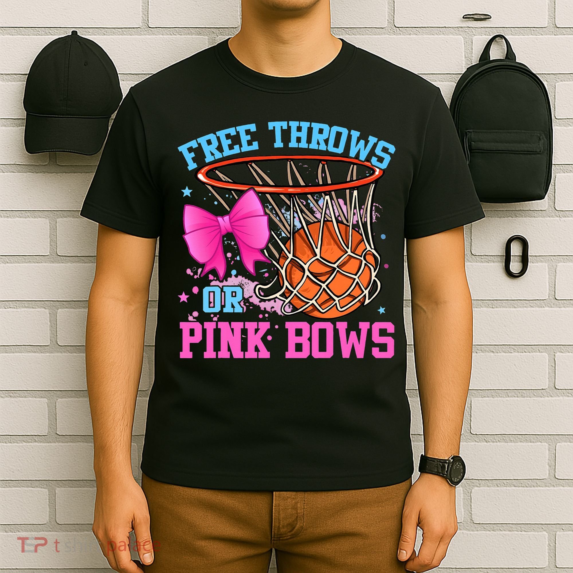 Free Throws or Pink Bows Pregnancy Pink or Blue Basketball T-Shirt
