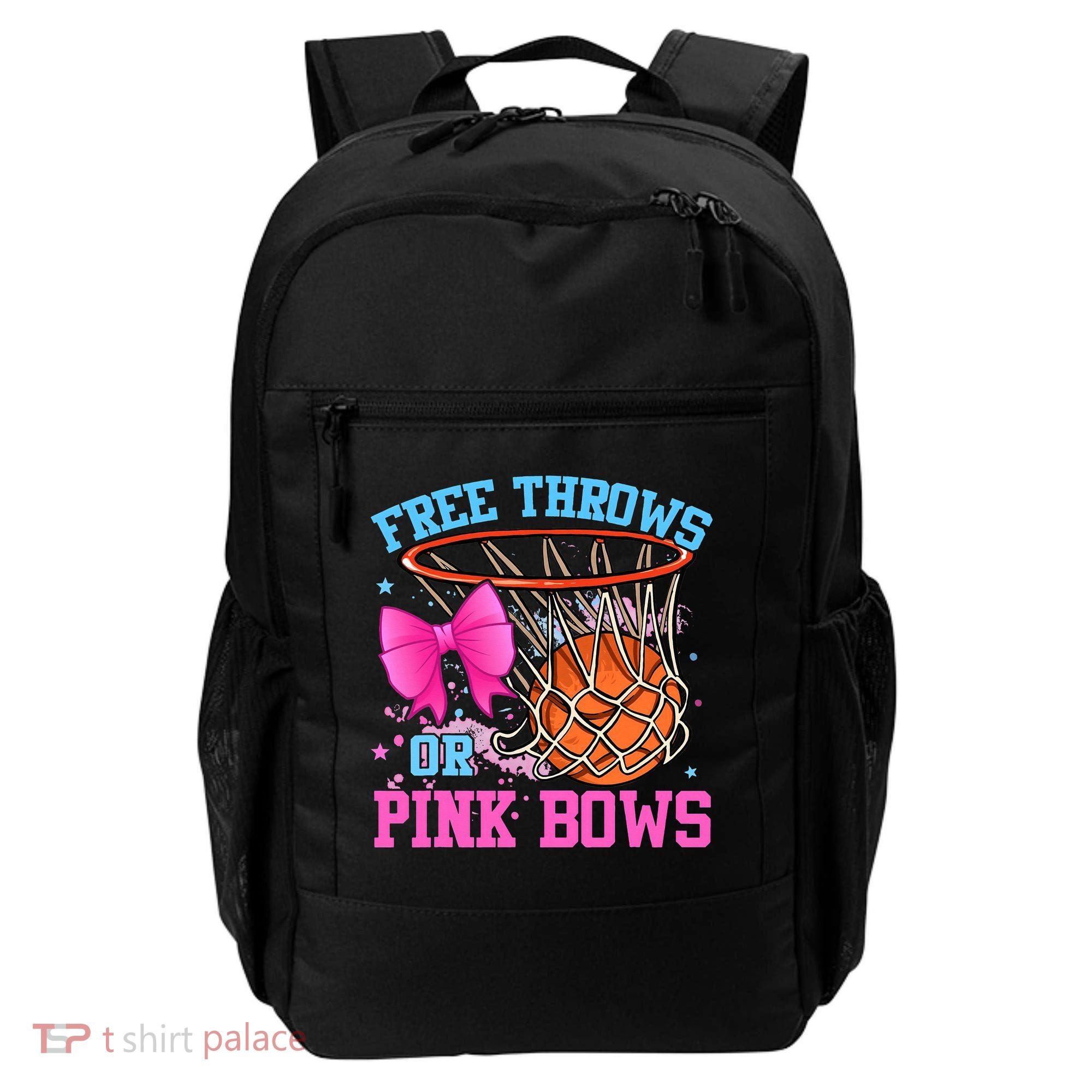 Free Throws or Pink Bows Pregnancy Pink or Blue Basketball Backpack