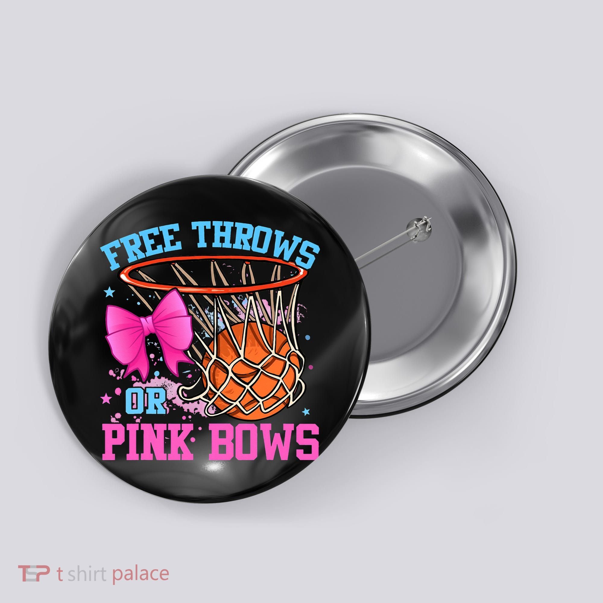 Free Throws or Pink Bows Pregnancy Pink or Blue Basketball Button