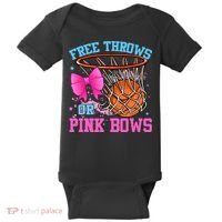 Free Throws or Pink Bows Pregnancy Pink or Blue Basketball Baby Bodysuit thumb 0