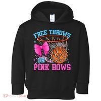 Free Throws or Pink Bows Pregnancy Pink or Blue Basketball Toddler Hoodie thumb 0