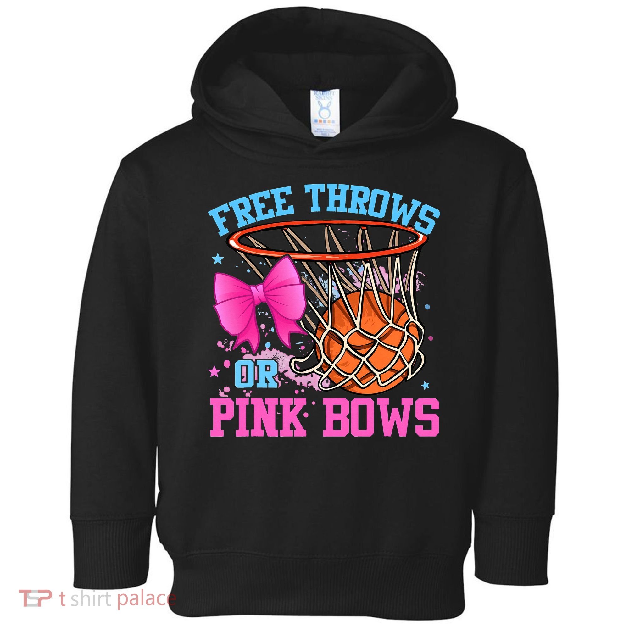 Free Throws or Pink Bows Pregnancy Pink or Blue Basketball Toddler Hoodie