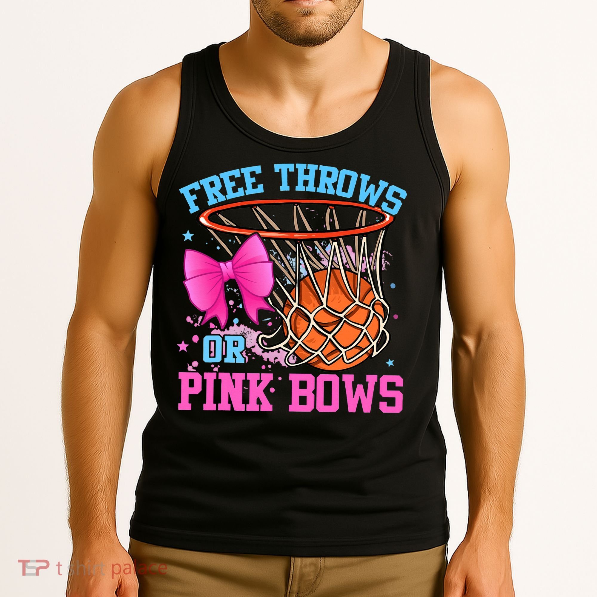 Free Throws or Pink Bows Pregnancy Pink or Blue Basketball Tank Top