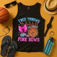 Free Throws or Pink Bows Pregnancy Pink or Blue Basketball Tank Top thumb 4