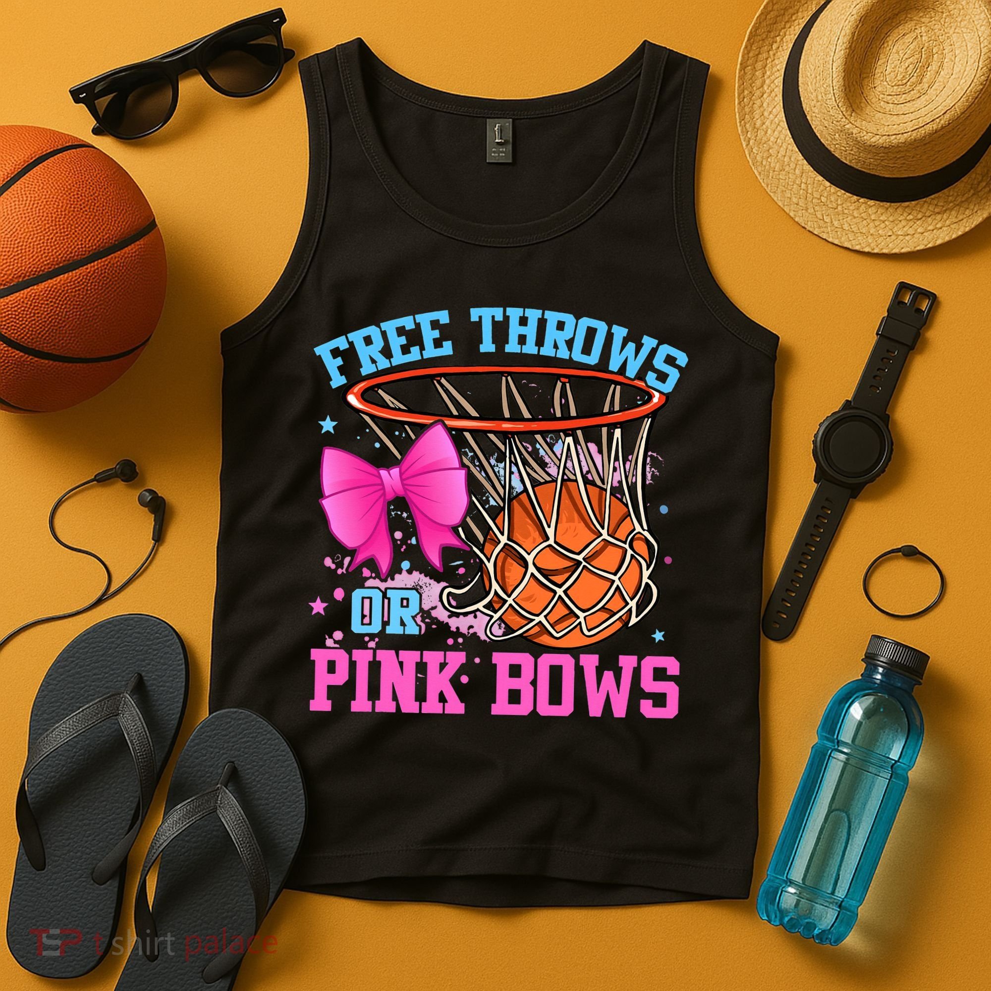 Free Throws or Pink Bows Pregnancy Pink or Blue Basketball Tank Top