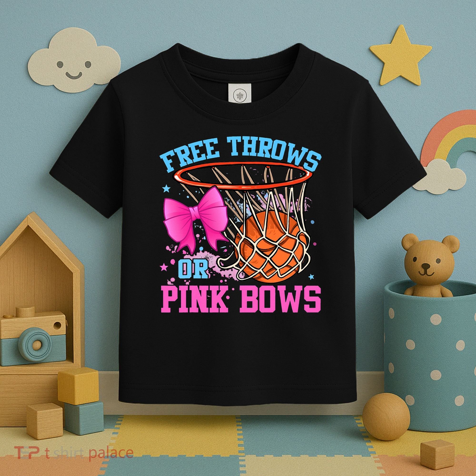 Free Throws or Pink Bows Pregnancy Pink or Blue Basketball Toddler T-Shirt