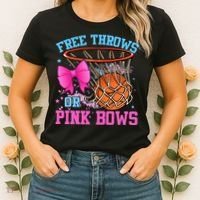 Free Throws or Pink Bows Pregnancy Pink or Blue Basketball Women's T-Shirt thumb 2