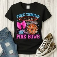 Free Throws or Pink Bows Pregnancy Pink or Blue Basketball Women's T-Shirt thumb 3