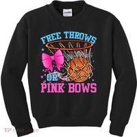 Free Throws or Pink Bows Pregnancy Pink or Blue Basketball Kids Sweatshirt thumb 0