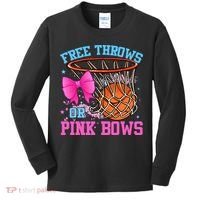 Free Throws or Pink Bows Pregnancy Pink or Blue Basketball Kids Long Sleeve Shirt thumb 0