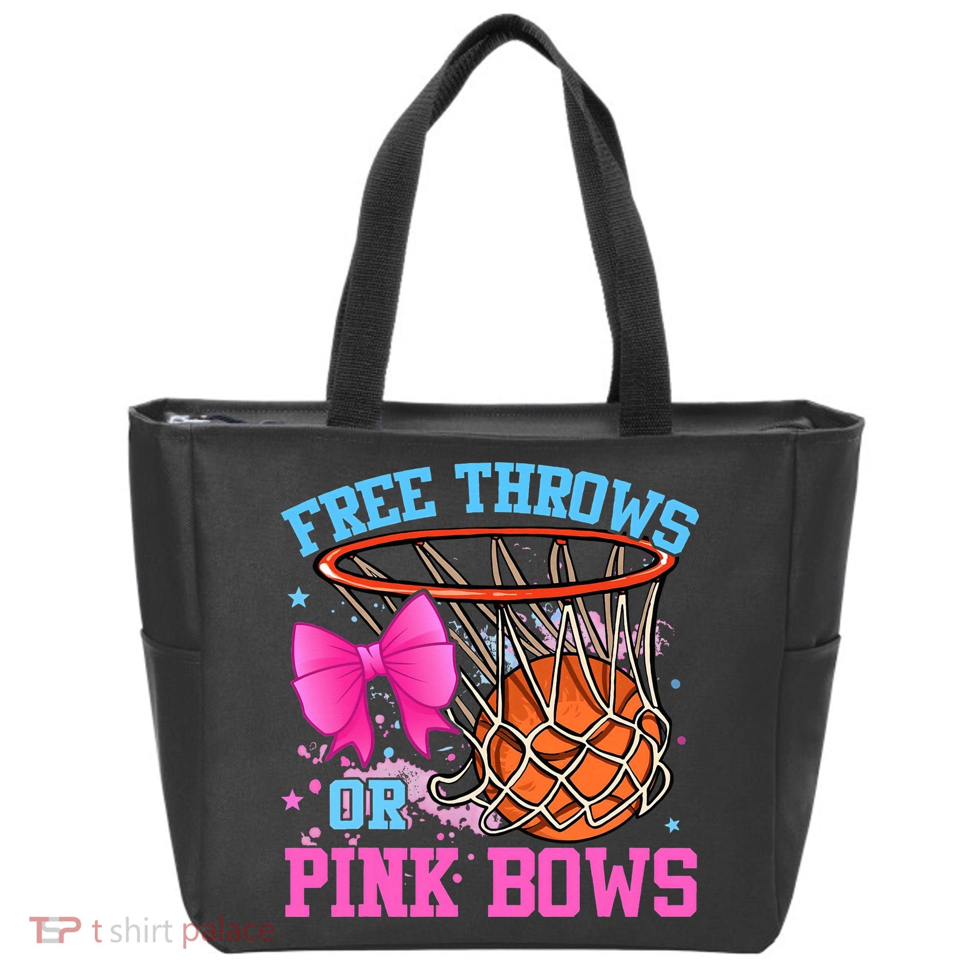 Free Throws or Pink Bows Pregnancy Pink or Blue Basketball Tote Bag