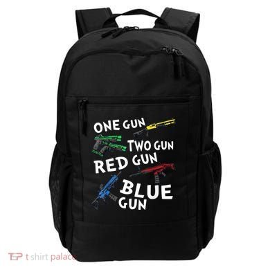 Funny Tee One Gun Two Gun Red Gun Blue Gun Custome Backpack
